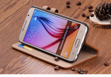 POEGO Luxus Klapphülle Weiß für Samsung Galaxy S7 Edge